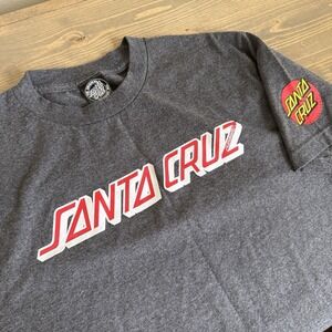 Santa Cruz Skateboards Men's Medium Grey Crewneck Logo Short Sleeve T-Shirt